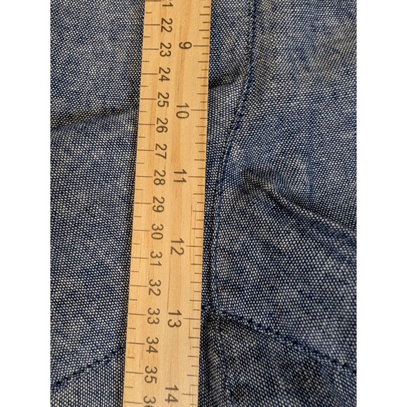 Old Navy Pants Womens L Blue High Rise Straight Tape Chambray Linen Blend Crop - Picture 9 of 11
